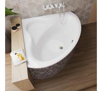 ECOLAM Baignoire Bala 130 × 130 cm avec surface antidérapante + revêtement en polystyrène à carreler | Pieds siphon + silicone | Set complet