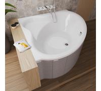 ECOLAM Baignoire Bala 140 × 140 cm avec surface antidérapante + revêtement en polystyrène à carreler | Pieds siphon + silicone | Set complet