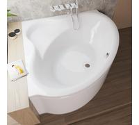 ECOLAM Baignoire Bala 140x140cm + tablier | avec surface antidérapante | baignoire moderne avec siège | pieds siphon + silicone |set complet