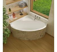 ECOLAM baignoire d’angle BALA 140 x 140 cm + habillage en polystyrène | garniture de vidange Alcaplast | pieds + silicone