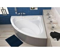ECOLAM Baignoire d’angle Mia 130x130 cm en acrylique, support de baignoire en polystyrène à carreler, siphon, pieds + silicone