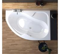 ECOLAM Baignoire d’angle Wela 150x100 cm | version droite | bonde automatique Alcaplast | silicone + pieds