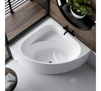 ECOLAM Baignoire d'angle acrylique symétrique Dina 140x140 cm + tablier en acrylique | pieds siphon + silicone