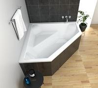 ECOLAM Baignoire d'angle acrylique symétrique IRMA 140 x 140cm | support universel en polystyrène | pieds siphon silicone | Ecoulement central