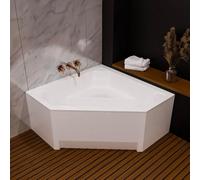 ECOLAM Baignoire d'angle acrylique symétrique IRMA 140 x140 cm + tablier | pieds siphon + silicone | Baignoire thermale ecoThermoPro