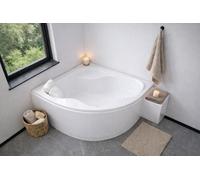 ECOLAM Baignoire d'angle Baignoire acrylique SELMA 150 x 150 cm + tablier + oreiller Mare Garniture d'écoulement Alcaplast