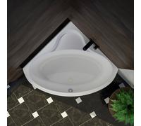 ECOLAM Baignoire d'angle BALA 120 x 120 cm + Garniture d'écoulement Alcaplast Pieds + silicone Baignoire acrylique sanitaire blanc