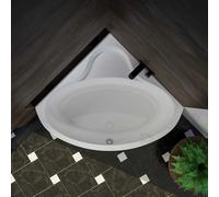 ECOLAM Baignoire d'angle BALA 130 x 130 cm + Garniture d'écoulement Alcaplast Pieds + silicone Baignoire acrylique sanitaire blanc