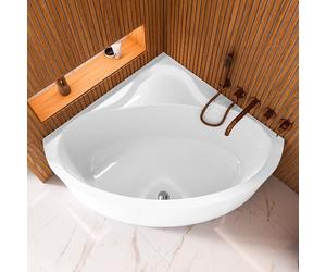 ECOLAM Baignoire d'angle BALA 130 x 130 cm + tablier, garniture d'écoulement Alcaplast Pieds + silicone