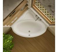 ECOLAM Baignoire d'angle BALA 140 x 140 cm + Garniture d'écoulement Alcaplast Pieds + silicone Baignoire acrylique sanitaire blanc