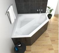ECOLAM Baignoire d'angle IRMA 140 x 140cm + support universel en polystyrène | pieds siphon + silicone