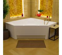 ECOLAM Baignoire d'angle IRMA 140 x140 cm + tablier | ensemble de vidage automatique | pieds + silicone
