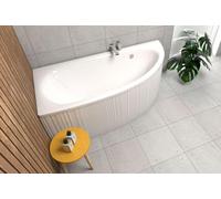 ECOLAM Baignoire d'angle Milena 150x70 cm gauche | bonde vidange et trop-plein automatique | pieds + silicone
