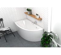 ECOLAM Baignoire d'angle Milena 150x70 cm gauche + tablier | bonde vidange et trop-plein automatique | pieds + silicone | Set complet