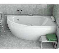 ECOLAM Baignoire d'angle Milena PREMIUM 150x70 cm droite + tablier | 2x poignées + Appui-tête blanc | pieds siphon + silicone | Set complet