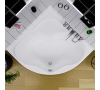 ECOLAM Baignoire d'angle SELMA 150 x 150 cm + support de baignoire en polystyrène Baignoire d'angle pieds + Garniture d'écoulement