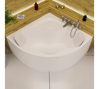 ECOLAM Baignoire d'angle SELMA 150 x 150 cm + tablier + 2 oreillers Mare Garniture d'écoulement Alcaplast