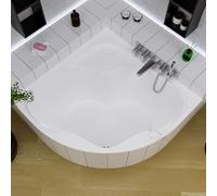 ECOLAM Baignoire d'angle symétrique SELMA 140 x 140 cm + support universel en polystyrène | pieds siphon et silicone | baignoire en acrylique blanc