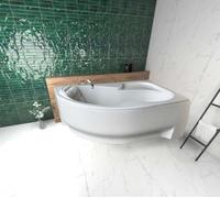 ECOLAM Baignoire d'angle Wela 160 x 100 cm droite + tablier | oreiller Mare | pieds + siphon | set complet