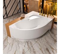 ECOLAM Baignoire d'angle Wela 160x100 cm droite + tablier Garniture d'écoulement Pieds + silicone Set complet