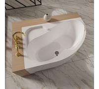 ECOLAM Baignoire d'angle Wela 170x100 cm gauche + tablier Garniture d'écoulement Pieds + silicone Set complet