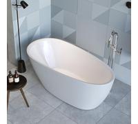 ECOLAM Baignoire îlot Olia 160 × 75 cm | Baignoire autoportante de qualité supérieure | Ensemble complet avec bonde design Click-Clack