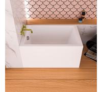 ECOLAM Baignoire Marella 100x70 cm + tablier | pieds siphon + silicone | Petite baignoire | Ensemble complet