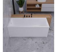 ECOLAM Baignoire Marella 160x70 cm + tablier pieds siphon silicone | Baignoire rectangulaire 160x70 cm avec tablier en 2 elements, pieds siphon + silicone inclus Set complet