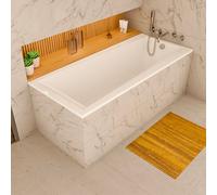 ECOLAM Baignoire rectangle acrylique LINDA 170x75 cm + revêtement en polystyrène pour carrelage | pieds siphon + silicone