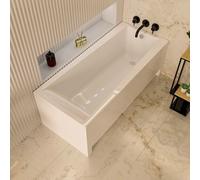 ECOLAM Baignoire rectangle LINDA 160x75 cm + tablier en acrylique | vidage et trop-plein automatique | pieds et silicone | set complet