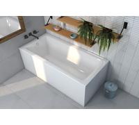 ECOLAM Baignoire rectangle Talia 170x75 cm + tablier | vidage et trop-plein automatique | pieds + silicone | Set complet
