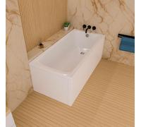 ECOLAM Baignoire rectangulaire Basic 160x70 cm + tablier | vidage et trop-plein automatique | pieds + silicone | set complet