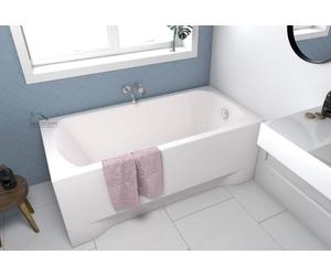 ECOLAM Baignoire rectangulaire Classic 120 x 70 cm + tablier | système de vidage et trop-plein automatique | pieds + silicone | Set complet