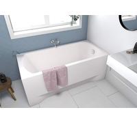 ECOLAM Baignoire rectangulaire Classic 150x70 cm + tablier | vidage et trop-plein automatique | silicone + pieds | Set complet