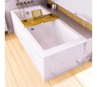 ECOLAM Baignoire rectangulaire en acrylique TAMI 190x90 cm | Planche en Bambou | pieds siphon + silicone