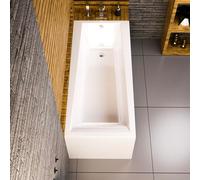 ECOLAM Baignoire rectangulaire Linda 150x75 cm | tablier acrylique + vidage et trop-plein automatique | pieds et silicone set complet