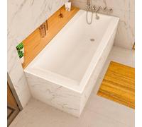 ECOLAM Baignoire rectangulaire Linda 160x75 cm | acrylique blanc | vidage et trop-plein automatique | pieds + silicone