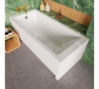 ECOLAM Baignoire rectangulaire Tami 140x70 cm avec surface antidérapante + tablier | vidage et trop-plein automatique pieds et silicone | set complet