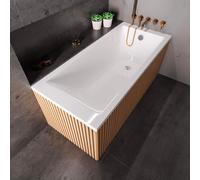 ECOLAM Baignoire rectangulaire Tami 160x70 cm | baignoire en acrylique blanc | vidage et trop-plein automatique | pieds + silicone