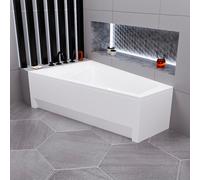 ECOLAM Baignoire trapéze Rita 160x100 cm gauche + tablier en acrylique | Vidange automatique Alcaplast + Pieds et silicone | set complet