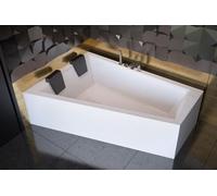 ECOLAM Baignoire trapézoïdale Intima Duo 170x125 cm gauche + tablier acrylique | 2x appuie-tête noir | siphon silicone + pieds | set complet