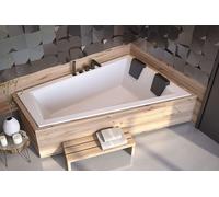 ECOLAM Baignoire trapézoïdale Intima Duo Slim 170x125 cm droite + 2x appuie-tête noir | siphon pieds + silicone