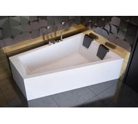 ECOLAM Baignoire trapézoïdale pour deux Intima Duo 180x125 cm droite + tablier acrylique | 2x appuie-tête noir | siphon pieds + silicone