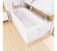ECOLAM FR ECOLAM Baignoire rectangulaire Tami 190x90 cm | baignoire en acrylique blanc | vidage et trop-plein automatique | pieds + silicone