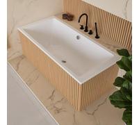 ECOLAM Grande baignoire rectangulaire en acrylique Tami 200x90 cm | Ideal pour deux | revêtement en polystyrène à carreler | garniture de vidage + pieds et silicone | Set complet |