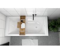 ECOLAM grande baignoire TAMI 200x90 cm | habillage en polystyrène a carreler + planche en bambou | acrylique blanc | siphon + silicone