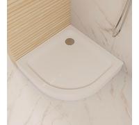 ECOLAM Receveur de douche Semi-circulaire Ben 80x80 x 15 cm | profondeur 5 cm | siphon extra plat + silicone