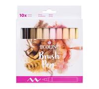 Ecoline Brush Pen Set de 10 marqueurs pointe feutre - Teintes peau | Marqueurs à dégrader pour lettering, dessin & journaling
