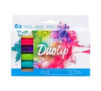 Ecoline Duotip Marqueur à Aquarelle Liquide Set de 6 - Couleurs botaniques| Stylos à double pointe, feutre fin et pointe biseautée large