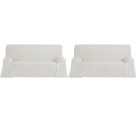ECOMMERC3 Couvre-lit Multifonction léger et élégant pour canapé ou lit 130 x 180 cm Écru, Ecru (Lot de 2)